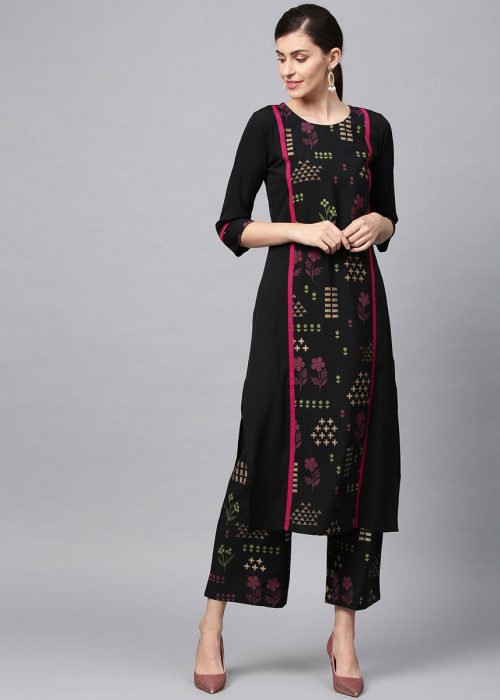 WomenS Light Weight Rayon Straight Printed Red Kurti With Black Palazzo  Pant Decoration Material Beads at Best Price in Dinhata  H M L  Enterprise